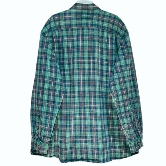 Duluth Trading Company Free Swingin’ Plaid Flannel in Green/Grey Men’s 3XLT - Picture 4 of 6